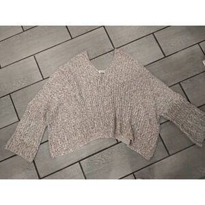 Pol L Knit Sweater Speckled‎ V Neck Long Sleeve Cropped Women Size S